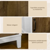 HOMCOM Noptiera rustica, noptiera cu usa si raft de depozitare, masuta pentru camera de zi, dormitor, alb(m-6)