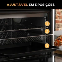 HOMCOM Mini Forno Elétrico Multifuncional de 13L 1200W com 12 Modos Temporizador e Temperatura Ajustável 33,5x32x32,5 cm Branco(m-5)