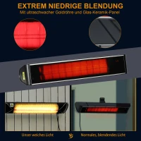 Outsunny Heizstrahler, Infrarot-Heizung, 6 Stufen, blendet nicht, mit Fernbedienung, Schwarz, Aluminium, 79 x 14 x 12 cm(m-5)