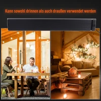 Outsunny Outdoor-Heizung, 2400 W Heizstrahler, Heizgerät, Wandmontage, Garten, Terrasse, Alu, 133 x 20 x 4,8 cm(m-7)