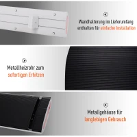 Outsunny Outdoor-Heizung, 2400 W Heizstrahler, Heizgerät, Wandmontage, Garten, Terrasse, Alu, 133 x 20 x 4,8 cm(m-5)
