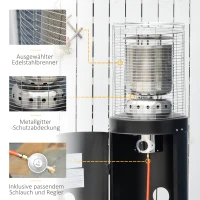 Outsunny Promiennik ciepła promiennik tarasowy z uchwytem 10 KW stal nierdzewna czarny(m-8)