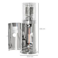 Outsunny Heizstrahler Terrassenheizer mit Handgriff und Rädern Terrassenstrahler mit Drehknopf rollbar Gas 10KW elegantes Aussehen rostfreier Stahl Silber Ø55,6 x 143 cm(m-3)