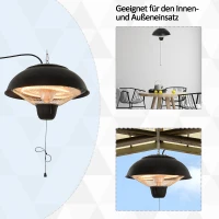 Outsunny PROMIENNIK CIEPŁA PODCZERWIENI SUFITOWY 1500 W czarny(m-6)