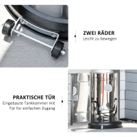 Outsunny Heizstrahler Terrassenheizer mit Anti-Kipp-Schalter automatischer Sicherheitsabschaltung Terrassenstrahler mit Rädern rollbar Gas 13,5kW Rostfreier Stahl Silber Ø81,5 x 225 cm(m-5)
