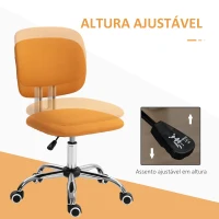 Vinsetto Cadeira de Escritório sem Braços Giratória Estofada em Tecido com Altura Ajustável Estilo Moderno 48x53x80-90 cm Laranja(m-4)