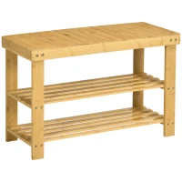 HOMCOM Schoenenbank, 3 verdiepingen, ruimte voor 6-9 paar schoenen, tot 130 kg, bamboe, 70 x 28 x 45 cm(m-10)