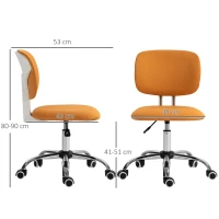 Vinsetto Cadeira de Escritório sem Braços Giratória Estofada em Tecido com Altura Ajustável Estilo Moderno 48x53x80-90 cm Laranja(m-3)