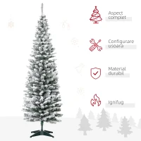 HOMCOM Pom de Craciun 180 cm Pin artificial acoperit cu plus alb cu 390 ramuri(m-4)
