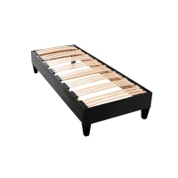 HOMCOM Sommier à lattes apparentes 90x190 avec 4 pieds - 24 lattes - revêtement tissu gris anthracite - technologie tri-lattes(m-5)