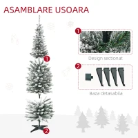 HOMCOM Pom de Craciun 180 cm Pin artificial acoperit cu plus alb cu 390 ramuri(m-6)