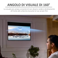 HOMCOM Telo Proiettore 100 Pollici con Telecomando, in PVC e Metallo, 247x7.5x168 cm, Bianco(m-5)