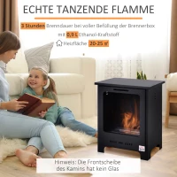 HOMCOM Bioethanol Kamin  0,9 L Ethanol Brenner, 3 Std. Brenndauer, Innenkamin ohne Rauch, Metall, 40 x 30 x 50 cm, Tischkamin für Wohnzimmer & Schlafzimmer(m-4)