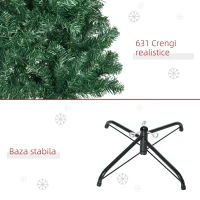 HOMCOM Brad de Craciun Artificial 210cm 631 Ramuri Dese, Verde(m-6)