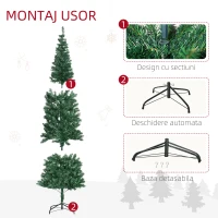 HOMCOM Brad de Craciun Artificial 210cm 631 Ramuri Dese, Verde(m-7)