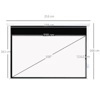 HOMCOM Telo Proiettore 100 Pollici con Telecomando, in PVC e Metallo, 247x7.5x168 cm, Bianco(m-3)
