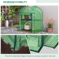 Outsunny Mini Seră de Grădină cu 2 Rafturi Metalice și Acoperiș PE, Seră Compactă pentru Balcon și Terasă, 69x49x91 cm, Verde(m-7)