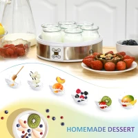 Homcom Aparat Iaurt din Inox – 7 Borcane Sticla & Cronometru(m-7)