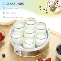 Homcom Aparat Iaurt din Inox – 7 Borcane Sticla & Cronometru(m-4)