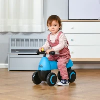 HOMCOM Correpasillos de Equilibrio para Niños Bicicleta sin Pedales Bebés de 18-36 Meses Altura Asiento de 26 cm con 4 Ruedas y Manillar Regalo de Cumpleaños 54x26x38 cm Azul(m-2)
