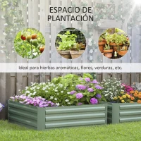 Outsunny Set de 2 Arriates de Jardín de Acero Huerto Urbano Jardinera Macetero Cuadrado para Cultivos Plantas Flores Patio Exterior 100x100x30 cm Verde(m-4)