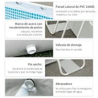 Outsunny Piscina Desmontable 440x240x122 cm con Depuradora de Cartucho 4,000 L/H y Marco de Acero 9760 L Gris(m-6)