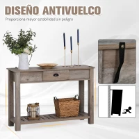 HOMCOM Mesa para Recibidor con Cajón Estante Inferior Espacioso Carga 60 kg para Pasillos Entradas Dormitorio 120x39x81 cm Gris(m-6)