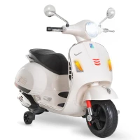 HOMCOM Moto Eléctrica para Niños de 3-6 Años con Licencia VESPA Moto de Batería para Niños con Música Velocidad 2-3 km/h y Bocina Carga 25 kg Blanco(m-1)