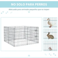 PawHut Parque de Juegos para Perros 8 Paneles 76x61cm Plegables Jaula Metálica para Mascotas con Puerta y Doble Cerradura Negro(m-7)