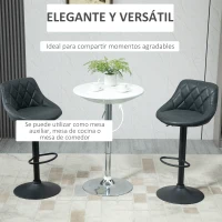 HOMCOM Mesa de Bar Regulable en Altura Giratoria 360º con Base Redonda Mesa Alta de Acero Moderna para Cocina Comedor Cafetería 61x61x76-97 cm Blanco(m-7)