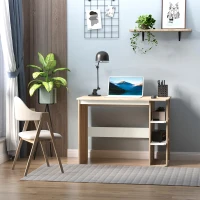 HOMCOM Mesa de Escritorio 2 en 1 con Estante de 3 Niveles Gran Superficie Espacio Almacenaje Amplio Mesa de Oficina Dormitorio Estudio 100x55x74 cm Madera(m-4)