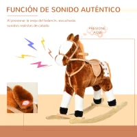 HOMCOM Caballito Balancín de Felpa Suave para Niños de 3-6 Años con Sonidos de Relincho 74x28x65 cm Marrón(m-5)