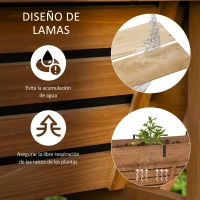 Outsunny Huerto Urbano Elevado de Madera 120x55x143 cm Mesa de Cultivo de Jardín con Red de Sombra de Malla y Tela Geotextil para Cultivos Plantas Flores Natural(m-6)