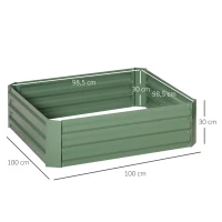 Outsunny Set de 2 Arriates de Jardín de Acero Huerto Urbano Jardinera Macetero Cuadrado para Cultivos Plantas Flores Patio Exterior 100x100x30 cm Verde(m-3)