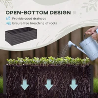 Outsunny Raised Beds for Garden, Galvanised Steel Outdoor Planters with Multi-reinforced Rods, 180 x 90 x 59 cm, Dark Grey(m-4)