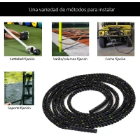 HOMCOM Cuerda de Batalla Ø38 mm Longitud 9 m Battle Rope Formación Battling Power Cuerda Ejercicio Fitness Deporte Poliéster Ultra Resistente Negro(m-4)