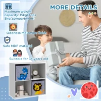 ZONEKIZ Kids Toy Box with Two Non-Woven Fabric Drawers, 61.8 x 29.9 x 61.8cm - White(m-7)