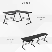 HOMCOM Mesa de Ordenador PC Escritorio para Oficina Hogar 2 Tipos Mesa Esquinera Forma L 130x130x73,5 cm Escritorio Recta Marco Acero(m-4)