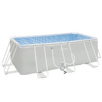 Outsunny Piscina Desmontable 440x240x122 cm con Depuradora de Cartucho 4,000 L/H y Marco de Acero 9760 L Gris(m-1)