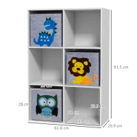 ZONEKIZ Kids Toy Box with Three Non-Woven Fabric Drawers, 61.8 x 29.9 x 91.5cm - White(m-3)