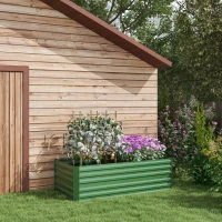 Outsunny Raised Beds for Garden, Galvanised Steel Outdoor Planters with Multi-reinforced Rods, 180 x 90 x 59 cm, Green(m-10)