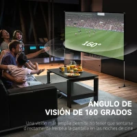 HOMCOM Pantalla de Proyector con Soporte 80 Pulgadas HD Pantalla 16:9 con Bolsa de Transporte 187x50x167,5 cm Blanco(m-4)