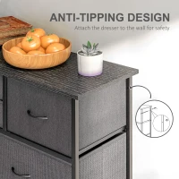 HOMCOM Bedroom Chest of Drawers, 10 Drawer Dresser with Foldable Fabric Drawers and Steel Frame, Black(m-6)