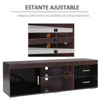 HOMCOM Mueble para TV Mesa para TV de Salón con Armario Cajones Estantes Abiertos Ajustable de 3 Niveles Soporte de Televisor Diseño Clásico Carga 80 kg 140x40x45 cm Café(m-5)