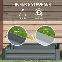 Outsunny Set of 2 291L Raised Garden Bed, Elevated Galvanised Planter Box for Flowers, Herbs, 100x100x30cm, Dark Grey(m-6)