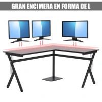 HOMCOM Mesa de Ordenador PC de Tabla de Madera Mesa Esquinera de Angulo para Oficina Dormitorio Hogar Escuela(m-5)