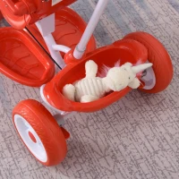 HOMCOM Triciclo Evolutivo Infantil 3 en 1 para Niños +18 Meses con Función de Luz y Música Barra de Seguridad y Toldo Retráctil Asiento Giratorio 360° 93x51x94 cm Rojo(m-9)