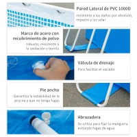 Outsunny Piscina Desmontable 440x240x122 cm con Depuradora de Cartucho 4,000 L/H y Marco de Acero 9760 L Azul(m-6)