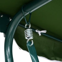 Outsunny Columpio Balancín de Jardín Exterior 3 Plazas de Metal con Cojín y Techo Ajustable para Balcón Terraza Carga 200 kg 170x110x153 cm Raya Verde(m-5)