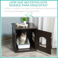 PawHut Mueble Arenero para Gatos 2 en 1 con Armario de Almacenaje Puerta y 2 Ventanas Cruzadas 48,7x53,3x53 cm Café(m-4)